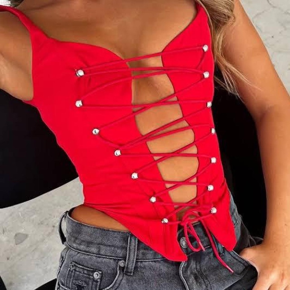 White Fox Boutique Red Lace-Up Women's corset NWT